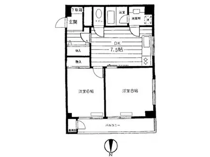 自由が丘パインクレスト(2DK/2階)の間取り写真