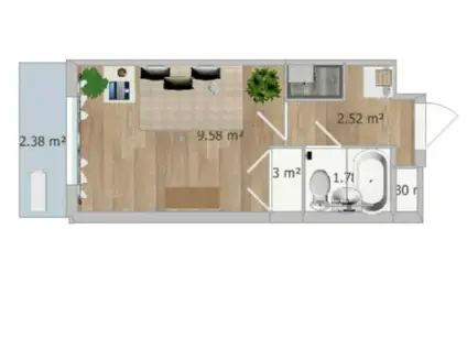 エヴェナール横浜根岸(1K/4階)の間取り写真