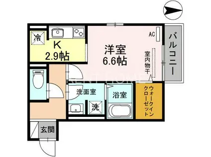 セジュール・ユイット西岩田(1K/2階)の間取り写真