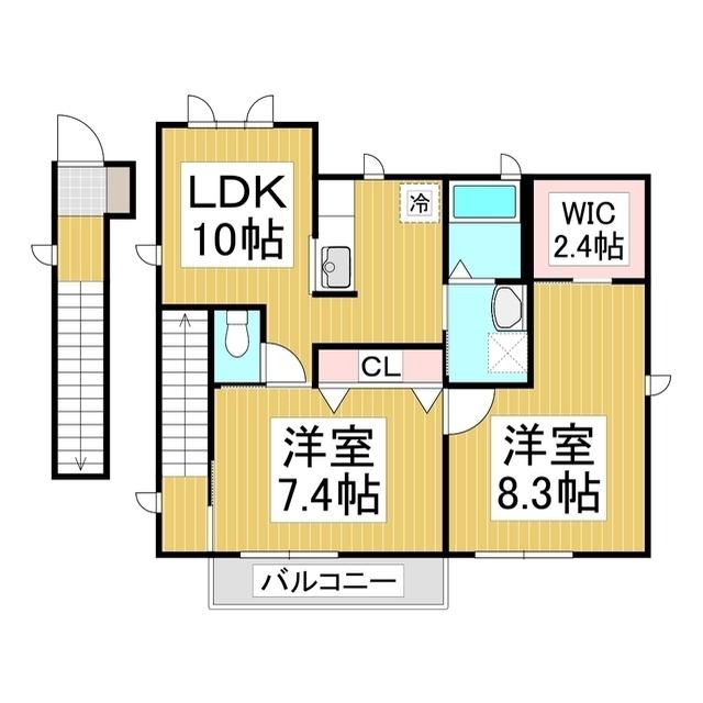 Jスタイル稲田(2LDK/2階)の間取り写真
