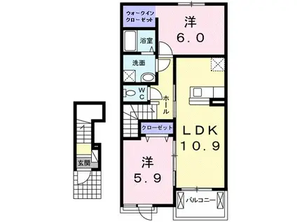 ベル グランツ 鹿島町(2LDK/2階)の間取り写真