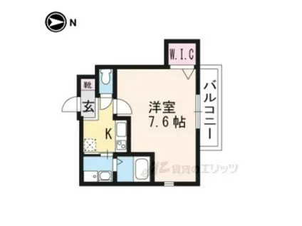 グランディール京大御蔭(1K/1階)の間取り写真