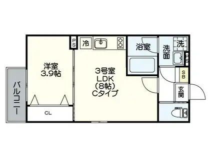 ジュネス宝生町(1LDK/1階)の間取り写真