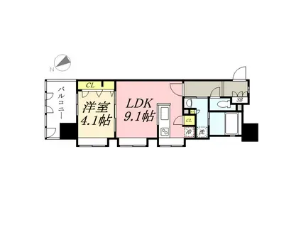 アクタス博多Vタワー3番館(1K/7階)の間取り写真