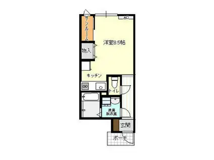 アバンティ安養坊A棟(ワンルーム/1階)の間取り写真