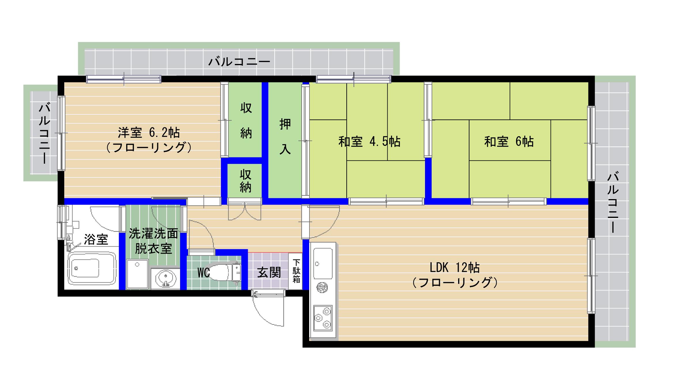 ファミール香椎II(3LDK/2階)の間取り写真