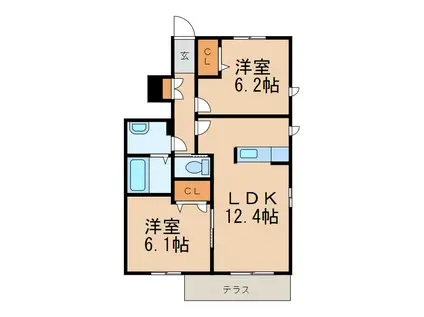 シャーメゾン彩光(2LDK/1階)の間取り写真