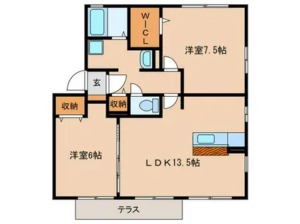 ヴェルジェC(2LDK/1階)の間取り写真