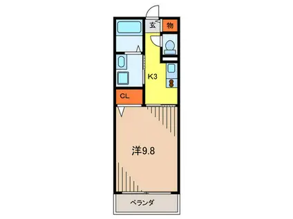 ランデュール逆瀬川(1K/3階)の間取り写真