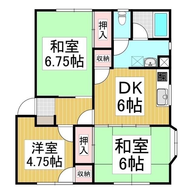 メゾニティ高木(3DK/1階)の間取り写真