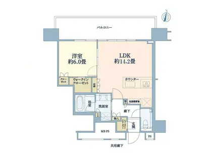 THE TOWER 湘南辻堂(1LDK/21階)の間取り写真