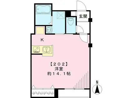 マグノリア(ワンルーム/2階)の間取り写真