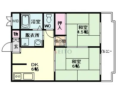 エーデルワイス本所(1LDK/6階)の間取り写真