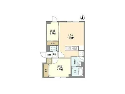 ウェルスクエア西新宿五丁目(2LDK/2階)の間取り写真