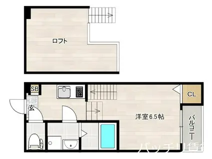 ハーモニーテラス土井II(1K/1階)の間取り写真