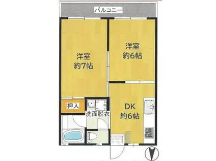 パールマンション(2DK/2階)の間取り写真