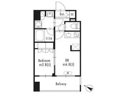 プライマル森下II(1DK/11階)の間取り写真