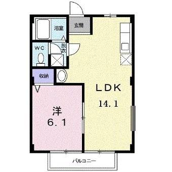 メゾン・ド・ファミーユ(1LDK/1階)の間取り写真