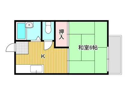 スカイハイツII(1DK/1階)の間取り写真