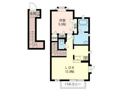 SHM プティ リヴィエール B(1LDK/2階)の間取り写真