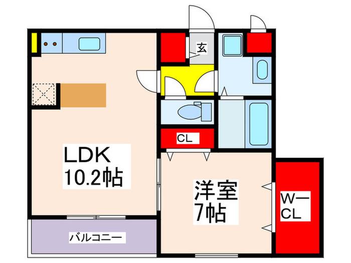 GRADITO東石切(1LDK/3階)の間取り写真