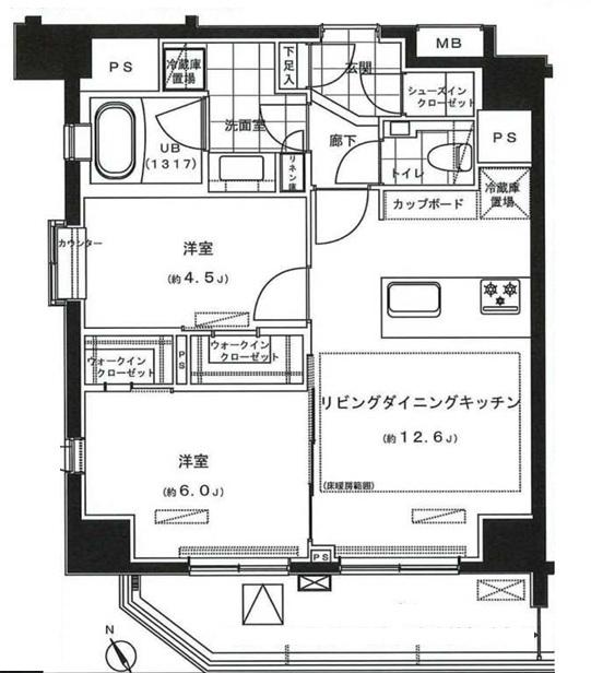 アイディコート飯田橋(2LDK/3階)の間取り写真