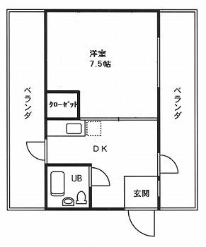 得々ビル(1DK/4階)の間取り写真