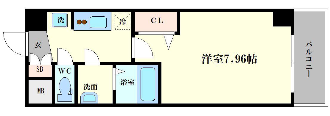 ラヴィータ難波元町旧TOYOTOMI STAY PREMIUM 難(1K/6階)の間取り写真