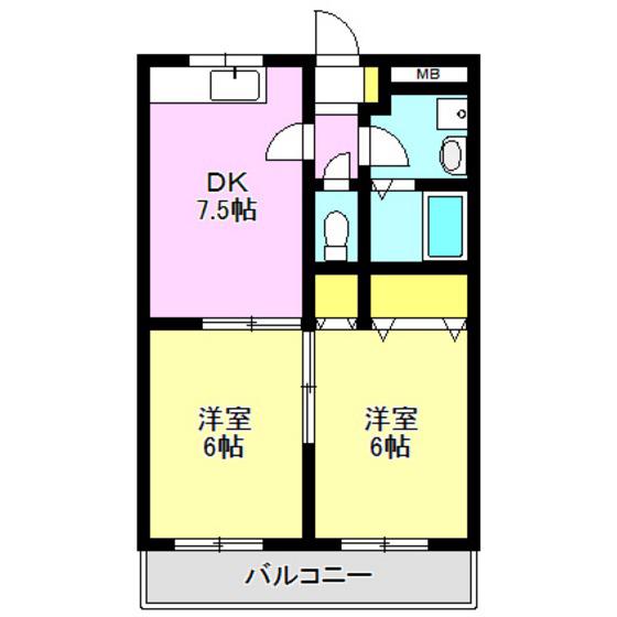 タウンハウス(2DK/1階)の間取り写真