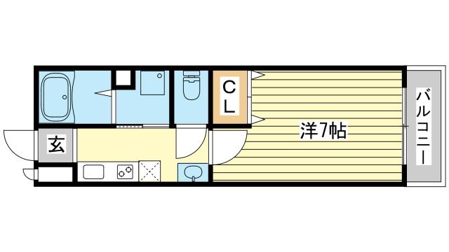ラフェスタ妻鹿(1K/1階)の間取り写真
