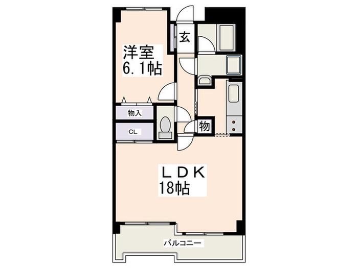 ボナールもえぎ野(1LDK/1階)の間取り写真