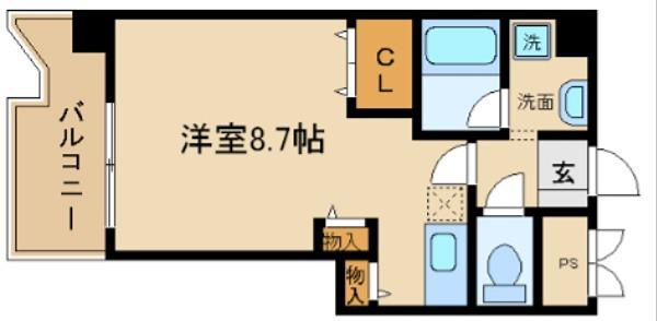 ビレイユ眞英DEUX(1K/3階)の間取り写真