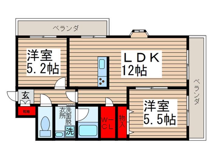サムソンコート(2LDK/3階)の間取り写真