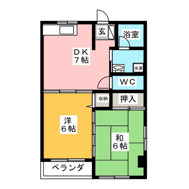 ブランシェ(2DK/2階)の間取り写真