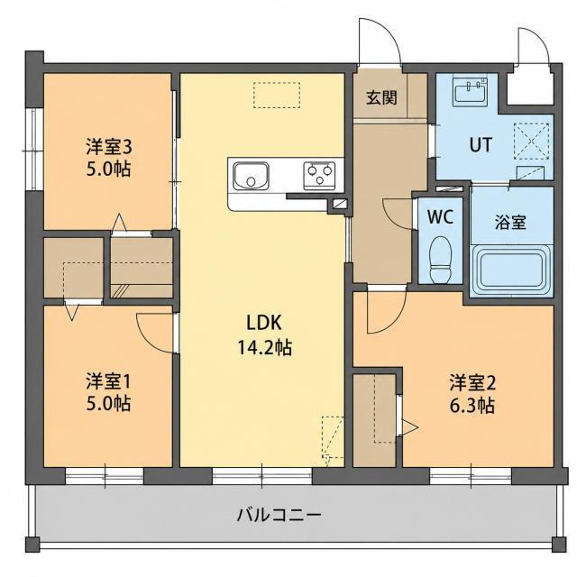 FELICIAS(3LDK/1階)の間取り写真