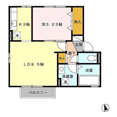 ALEGRIA(1LDK/2階)の間取り写真