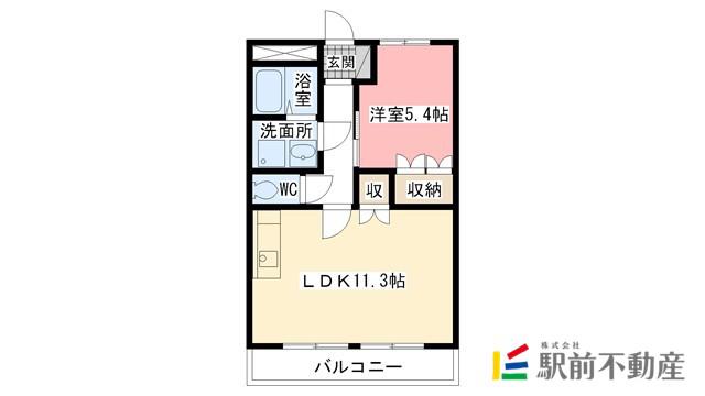 CORPOさくら C棟(1LDK/2階)の間取り写真