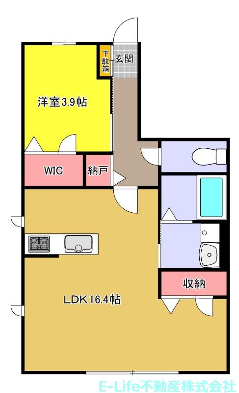 プルメリア(1LDK/1階)の間取り写真