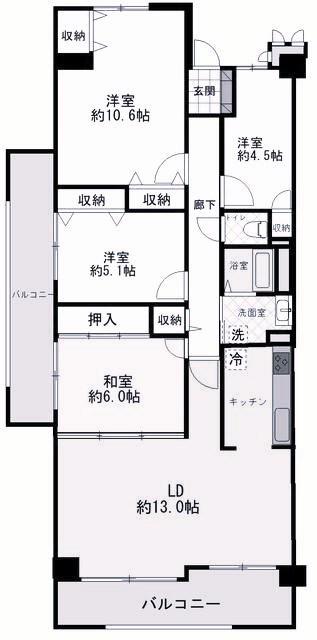 朝霧パーク・ホームズ(4LDK/10階)の間取り写真