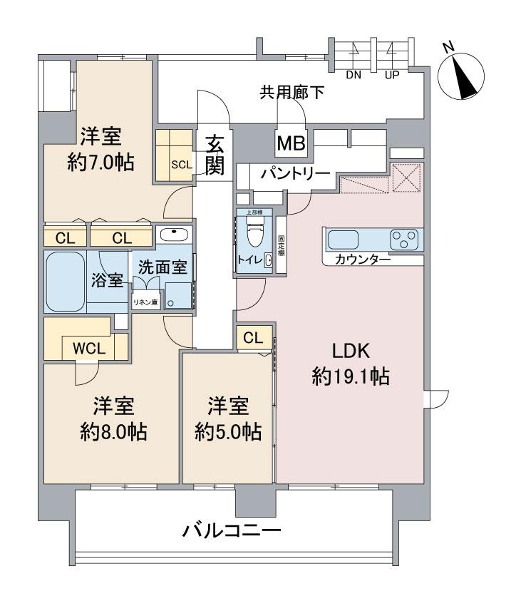 CASA VIA(3LDK/9階)の間取り写真