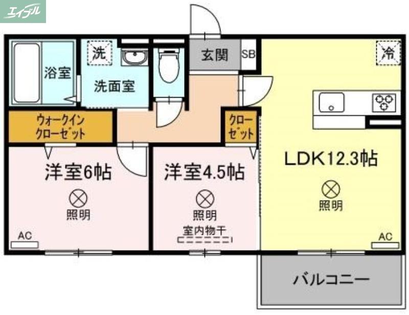 プラトー B棟(2LDK/3階)の間取り写真