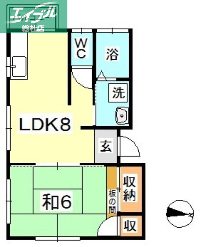 ドミールタキザワ(1LDK/2階)の間取り写真