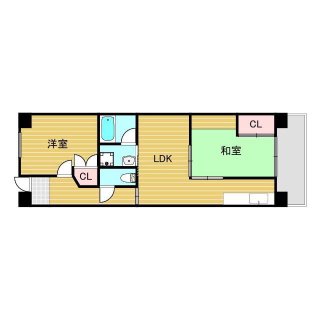 クリスタルシャトウ(2LDK/3階)の間取り写真