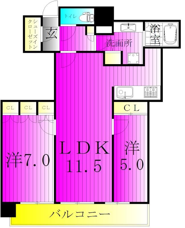 パークシティ柏の葉キャンパス ザ・ゲートタワー ウエスト(2LDK/16階)の間取り写真