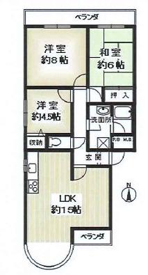 SUNFORE甲子園(3LDK/2階)の間取り写真
