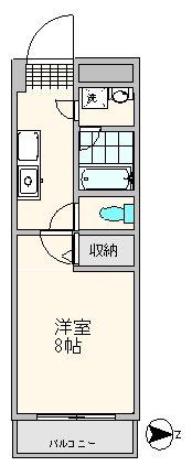 ビバリーハウスNO8(1K/5階)の間取り写真