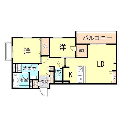 SOURIRE OKAMOTO(2LDK/3階)の間取り写真