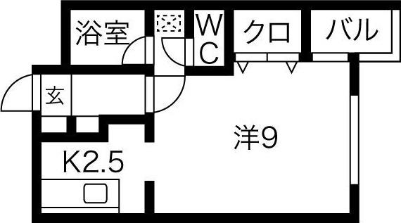ノール琴似(1K/1階)の間取り写真