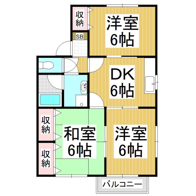 ウッドコート広丘(3DK/2階)の間取り写真