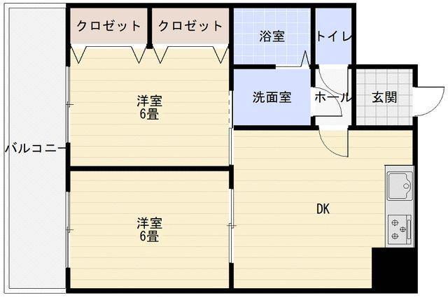 シャルム中島(2DK/7階)の間取り写真